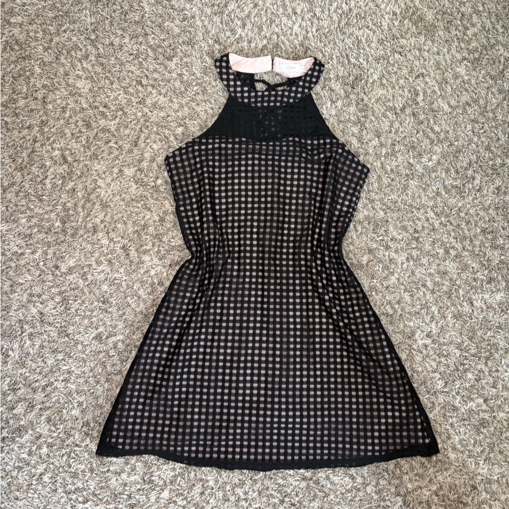 2000s Candies Black Mesh Gingham Halter Dress